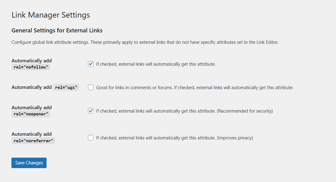 Link Management   Global Override